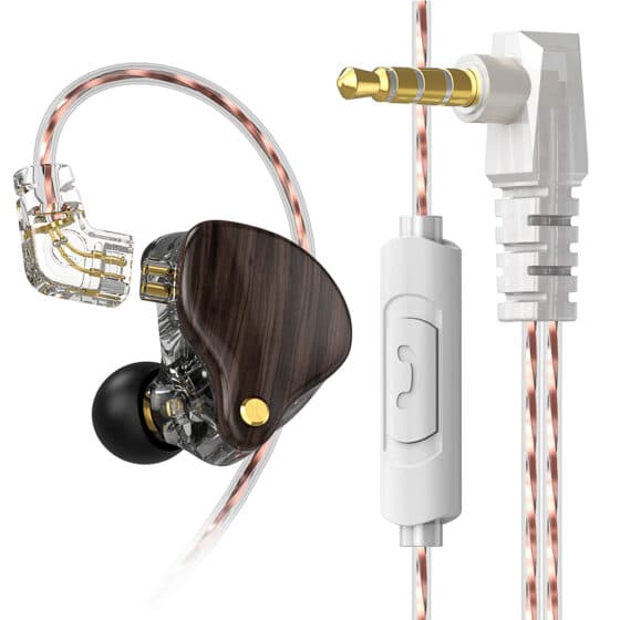 Wood grain wired earphones 3.5mm